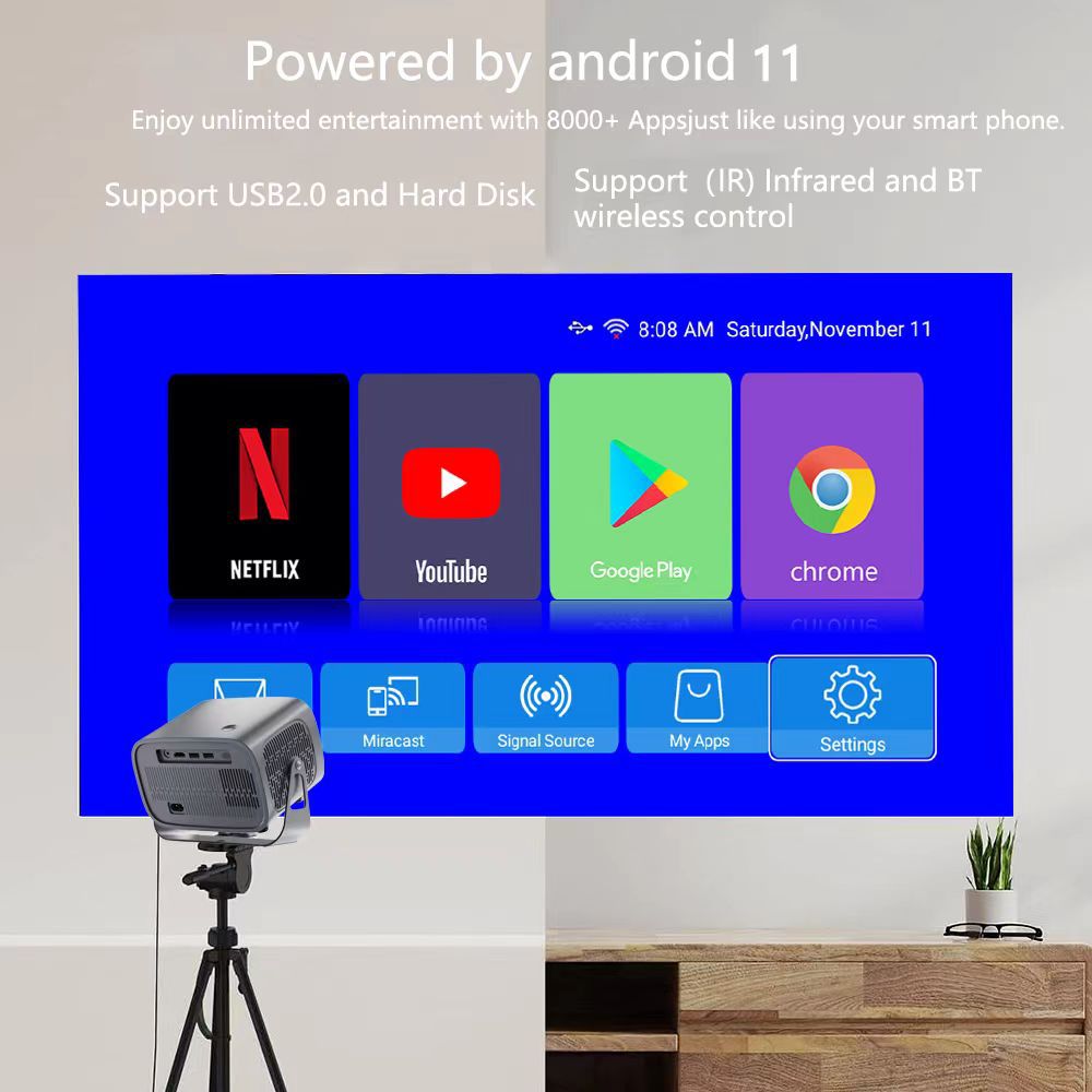 Smart Ball Projector Android 11 Bluetooth 5G Dual-Frequency HD 4K HD Projector