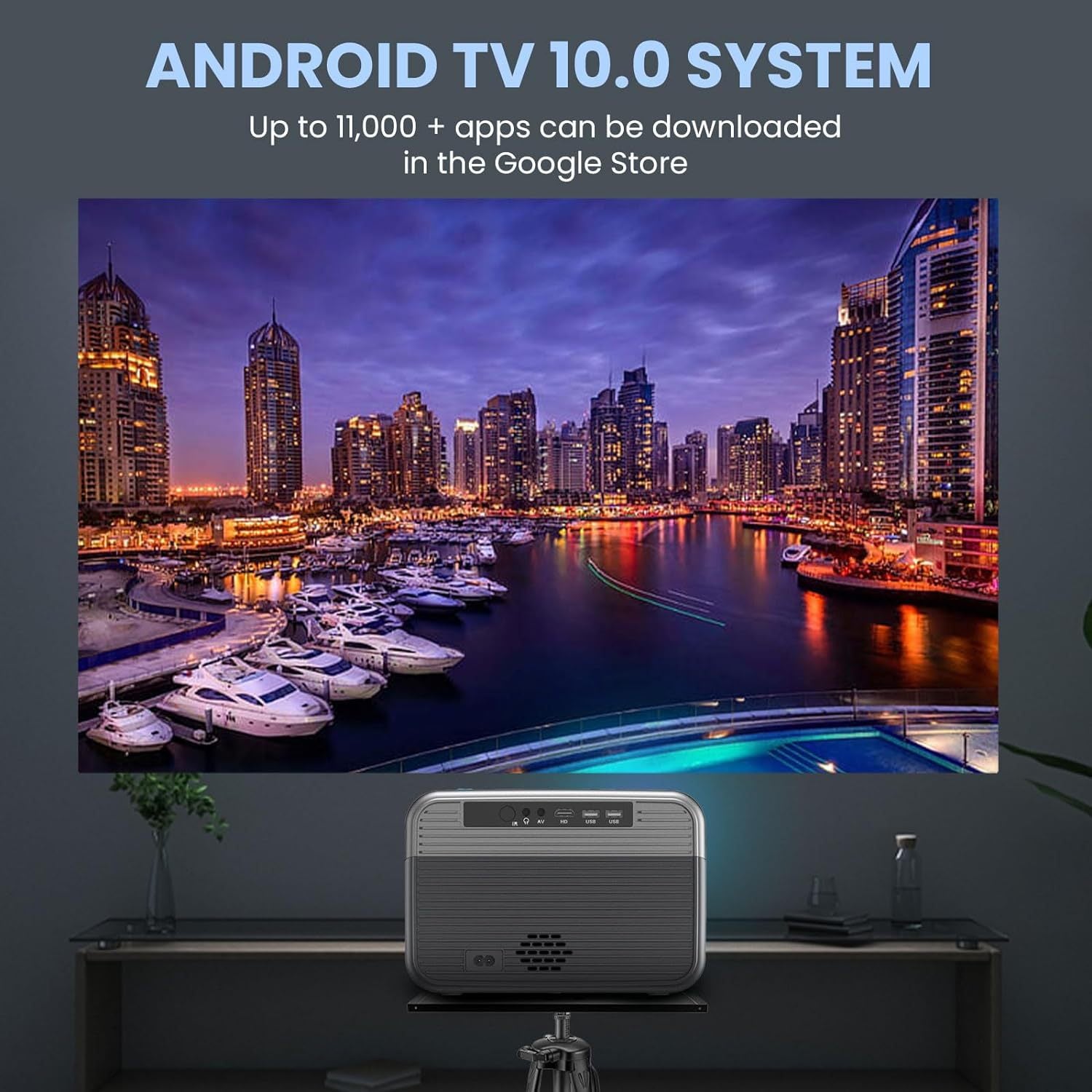 Foreign Trade Version Cross-Border Android Projector Bluetooth 5G Dual-Band WIFI HD 1080P Projector for Office and Home Use LE