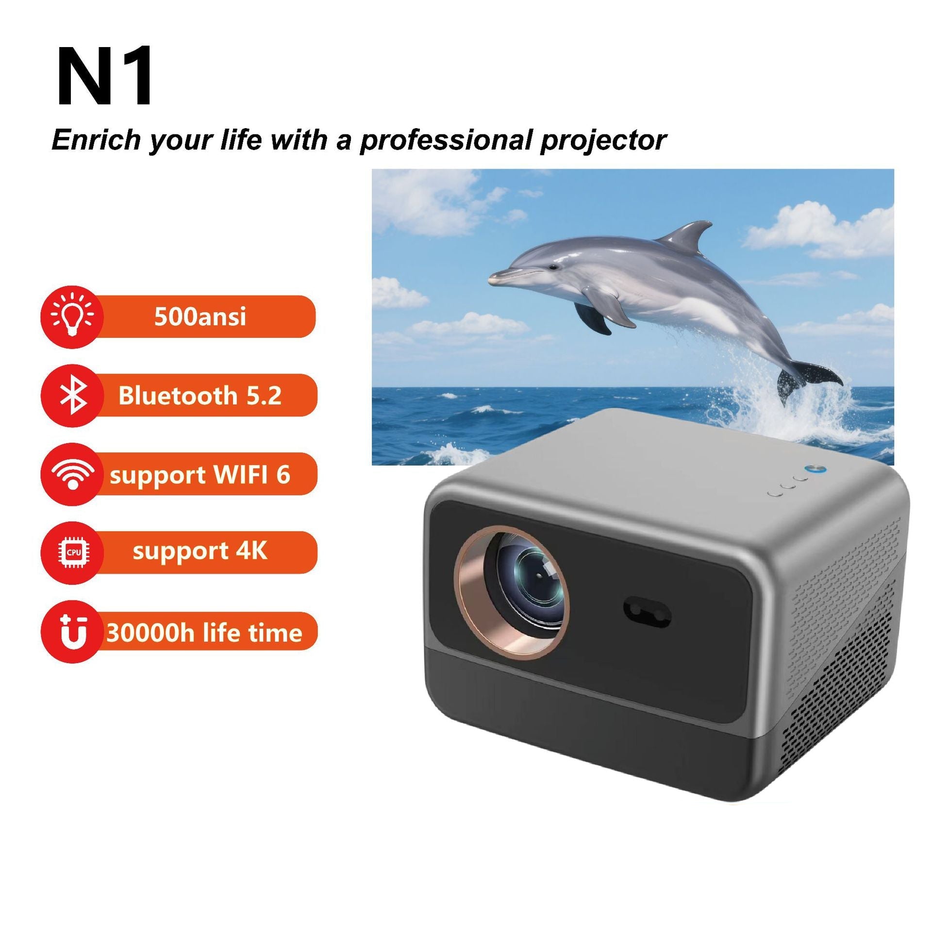 Foreign Trade Version Cross-Border Android Projector Bluetooth 5G Dual-Band WIFI HD 1080P Projector for Office and Home Use LE