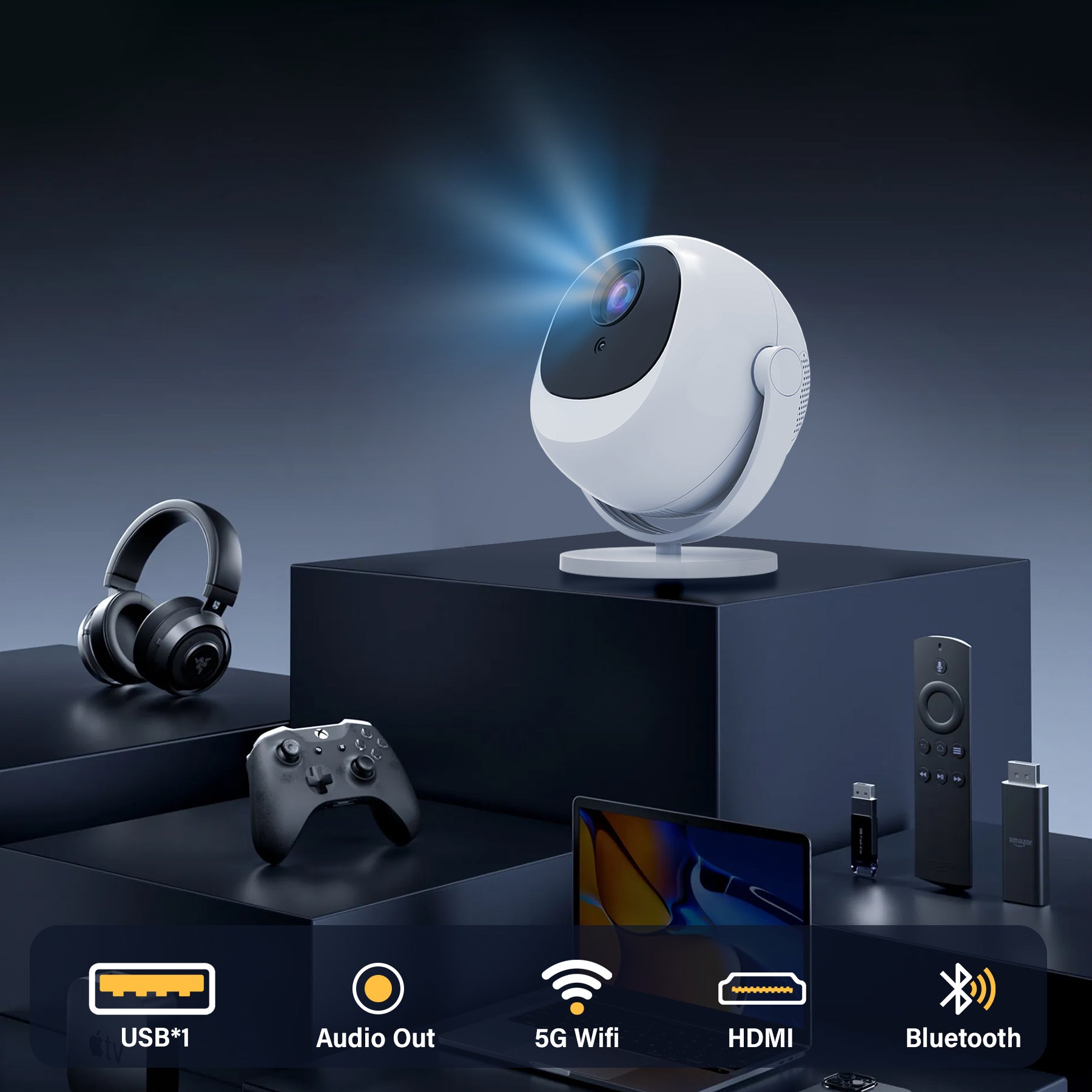 Smart Orb Projector Android 11 Bluetooth 5G Dual Band HD 4k HD Projector