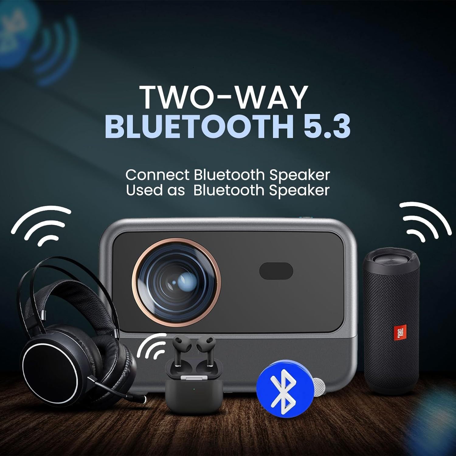 Foreign Trade Version Cross-Border Android Projector Bluetooth 5G Dual-Band WIFI HD 1080P Projector for Office and Home Use LE