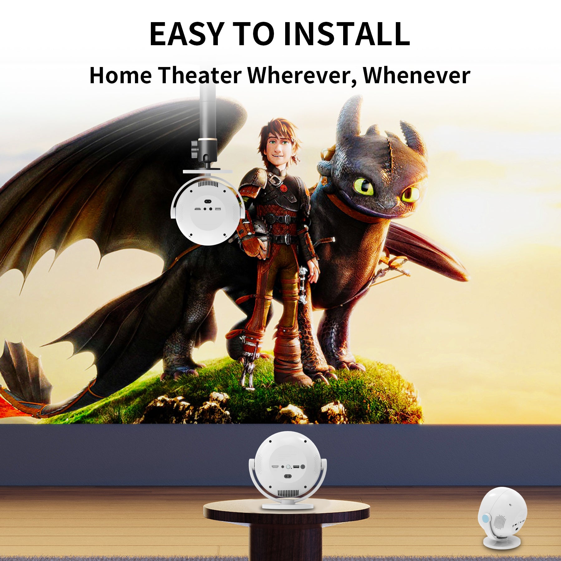 Smart Orb Projector Android 11 Bluetooth 5G Dual Band HD 4k HD Projector