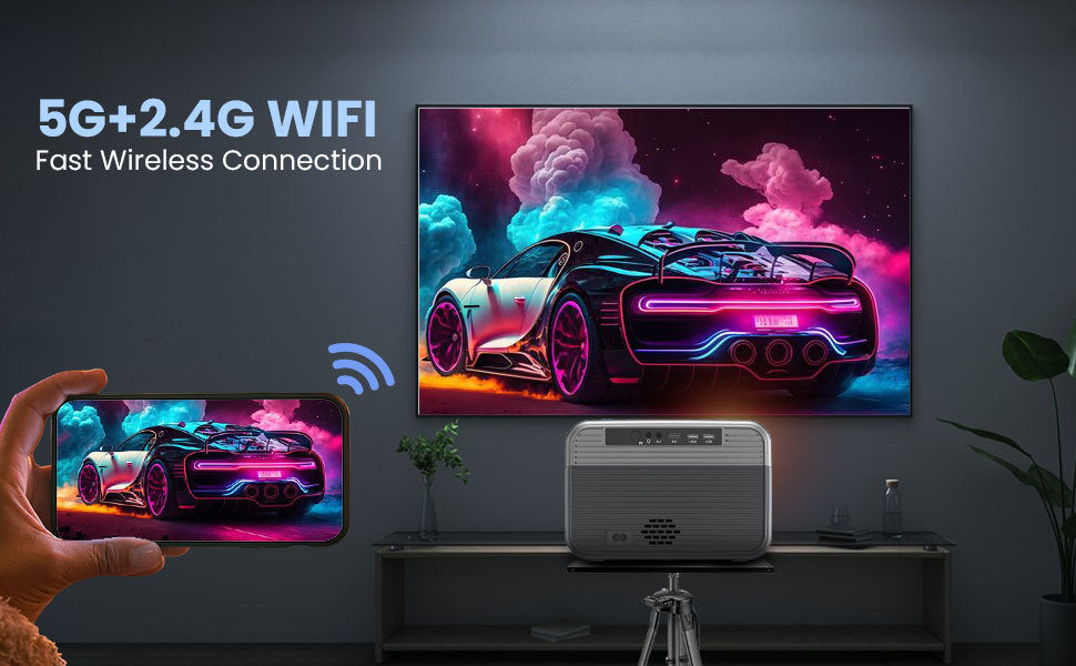 Foreign Trade Version Cross-Border Android Projector Bluetooth 5G Dual-Band WIFI HD 1080P Projector for Office and Home Use LE