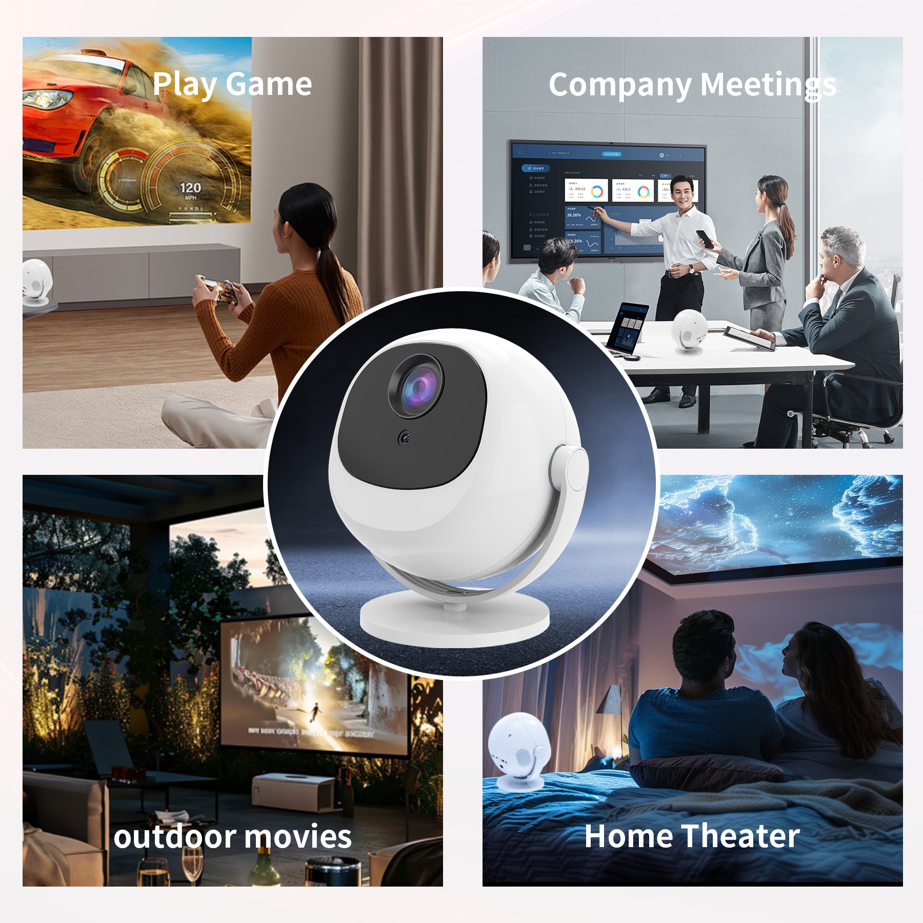 Smart Orb Projector Android 11 Bluetooth 5G Dual Band HD 4k HD Projector