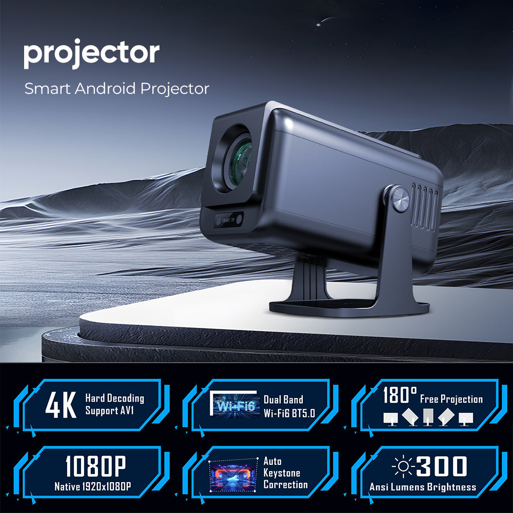 V1 Hot sell  Projector 4k Android 13 Projector 300ANSI ATV Dual Launcher Auto Keystone 4k 5G mini Portable Smart  LCD Projector