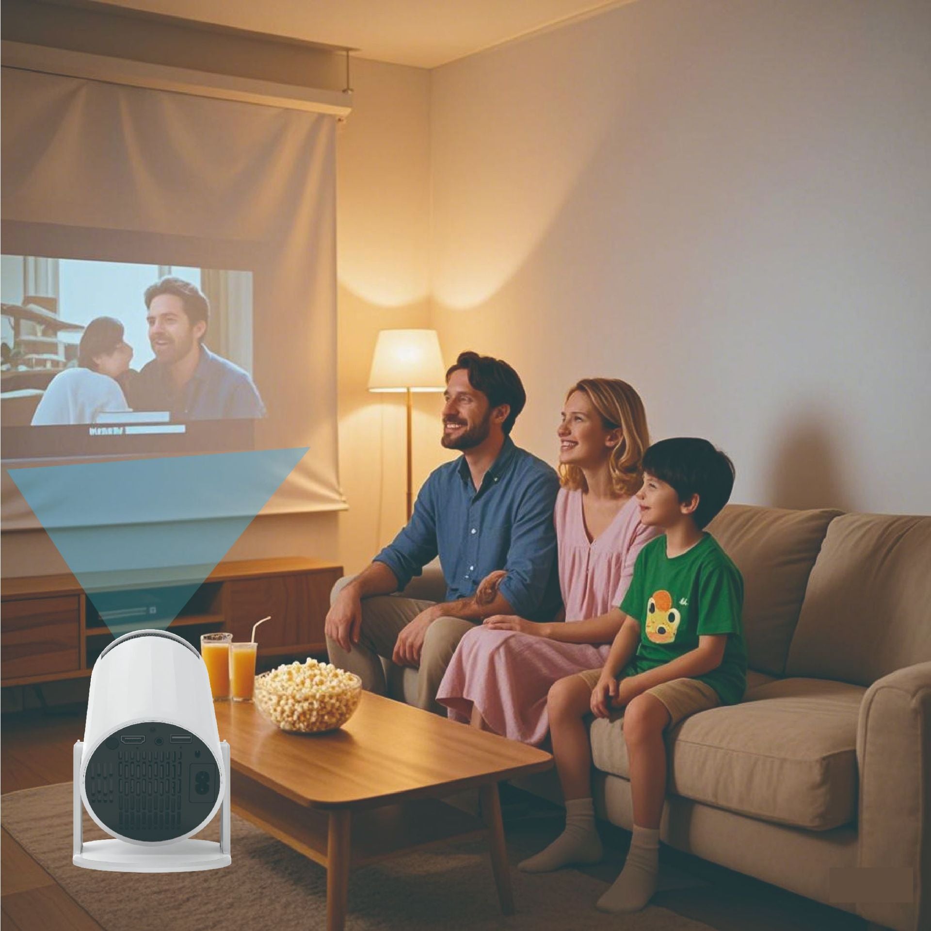 Barrel Projector Android 11 System Bluetooth 5G Dual-Frequency Support 4K Decoding Portable HD